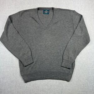 Vintage 90s Jantzen Gray V-Neck Sweater Men Large USA Classic Minimalist Dadcore
